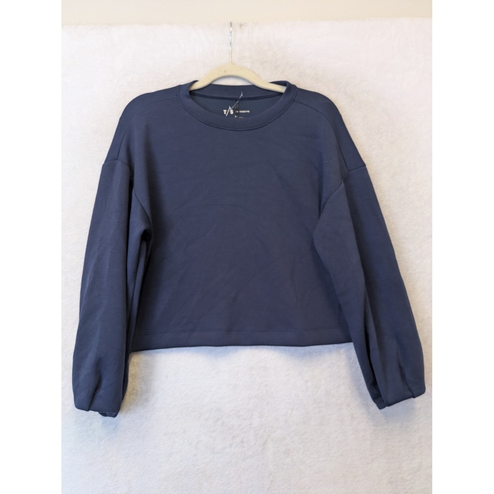 Thrive Societe Womens XS Navy Blue Cropped Sweatshirt‎ Modal Blend NWT